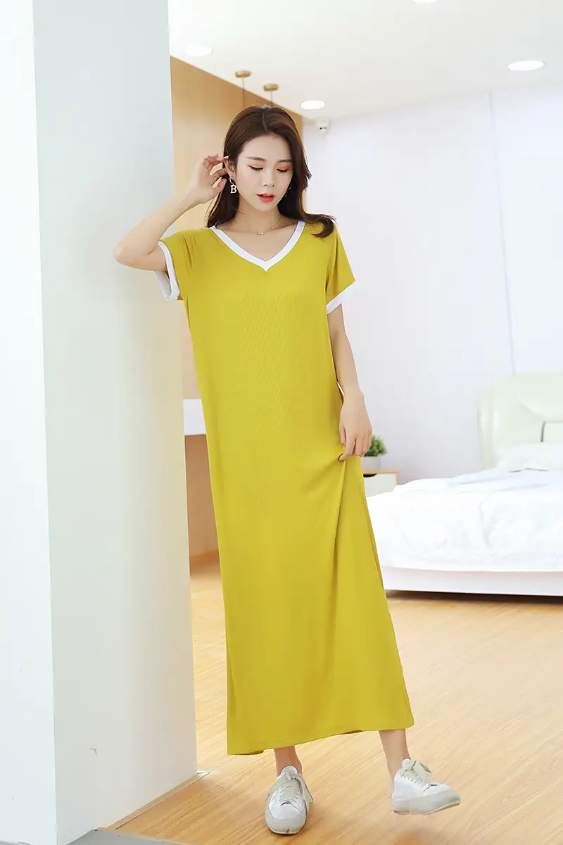 Women Korean Style Long Dress Pink Ankle Length - Image 2