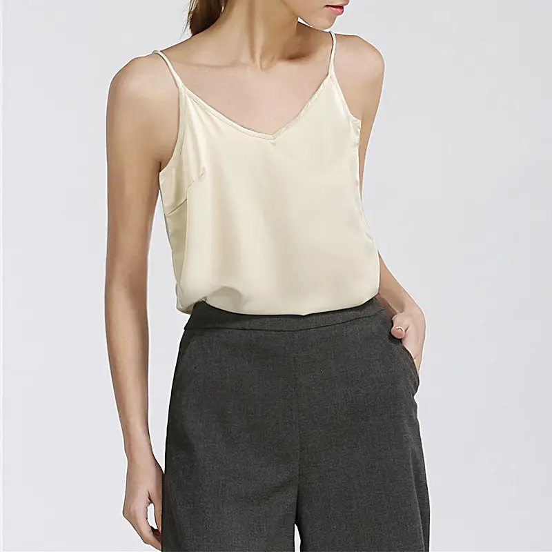 Light Green Satin V-Neck Camisole for Women - Image 8