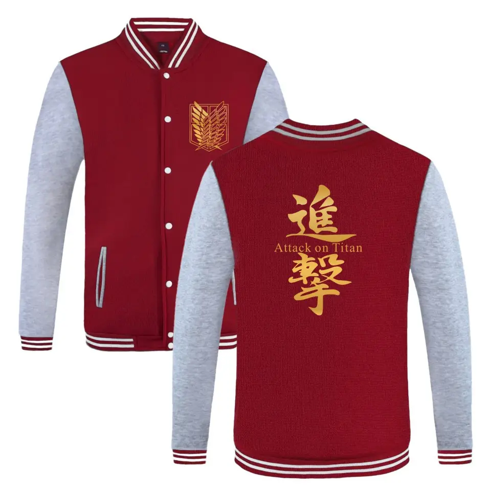 Attack Titan Sanqi Allen Jacket Orange Grey Winter Baseball - Image 12