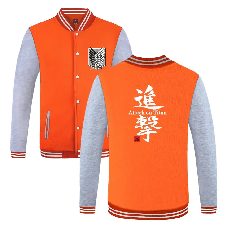 Attack Titan Sanqi Allen Jacket Orange Grey Winter Baseball - Image 24