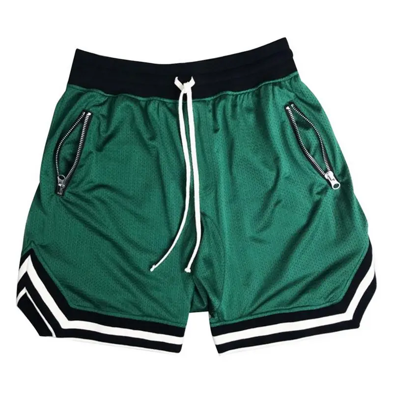 Men's Mesh Hip-Hop Shorts Beige Black Drawstring - Image 13