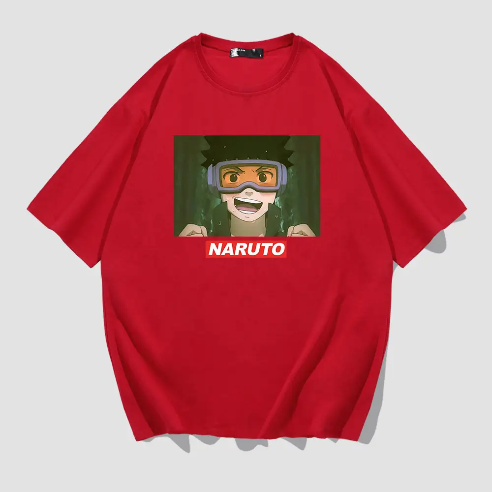 Naruto Anime Men Red Loose Fit T-Shirt - Image 4