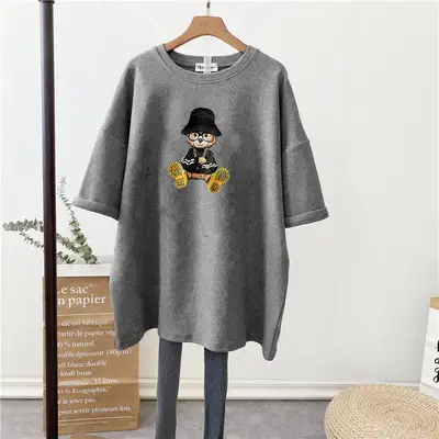 Women Lucy Cat Round Neck T-Shirt White Loose Summer - Image 5