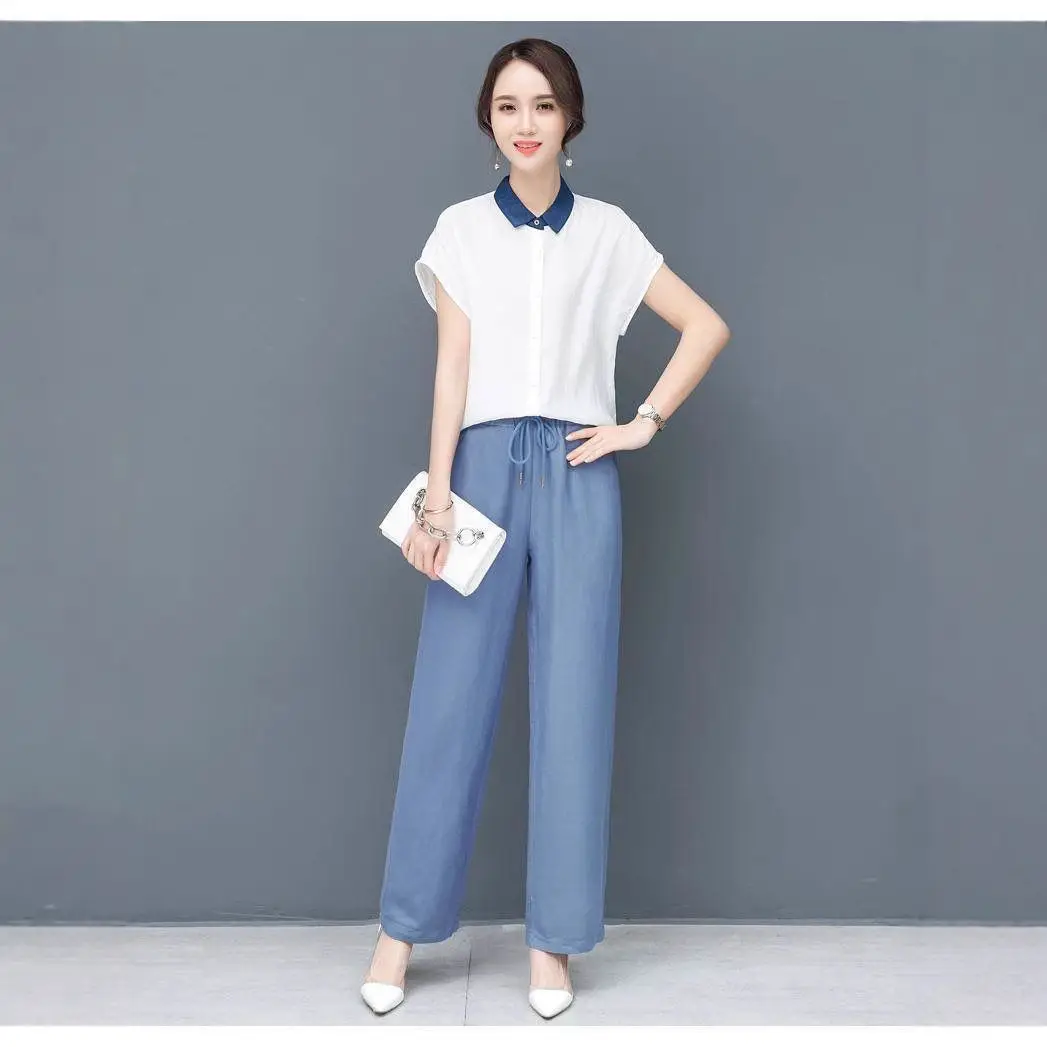 Women's Wide Leg Tencel Jeans Summer Casual Pants