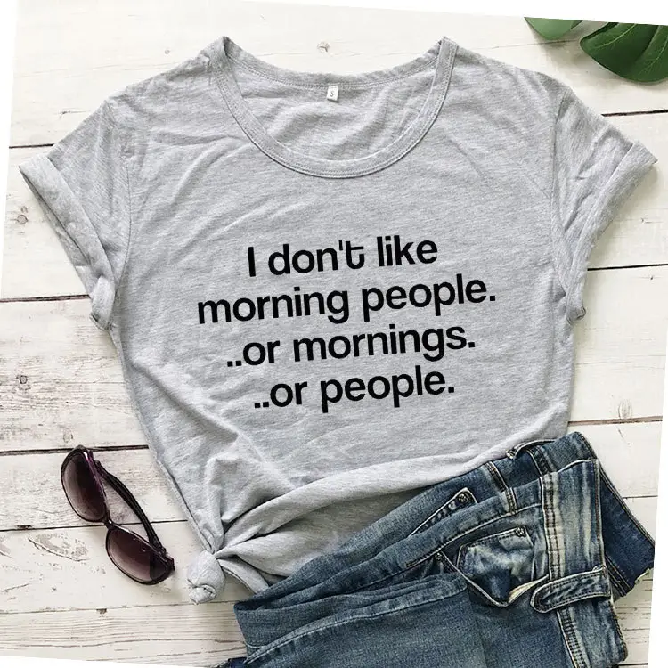I Don't Like Morning People T-Shirt Grey - Image 3