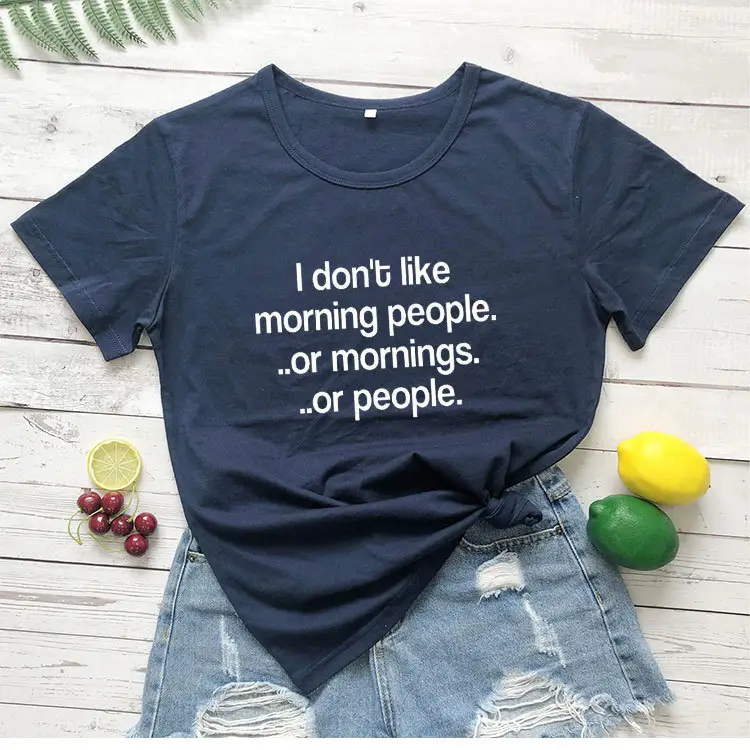 I Don't Like Morning People T-Shirt Grey - Image 4