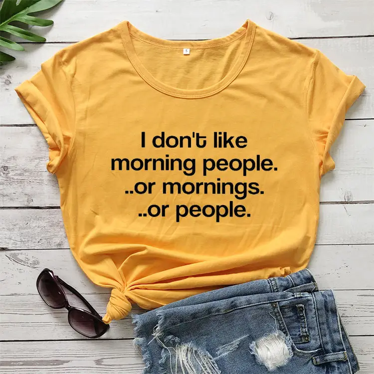 I Don't Like Morning People T-Shirt Grey - Image 5