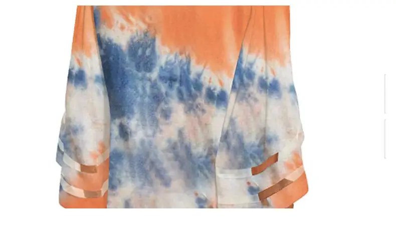 2024 Tie-Dye Blue White V-Neck Pullover Top — feature 9