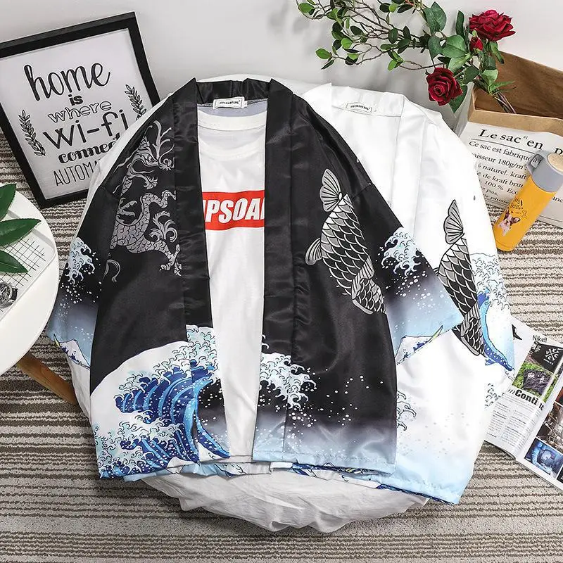 Men's Chinese Style Wave Kimono Large Spring Summer - Image 4