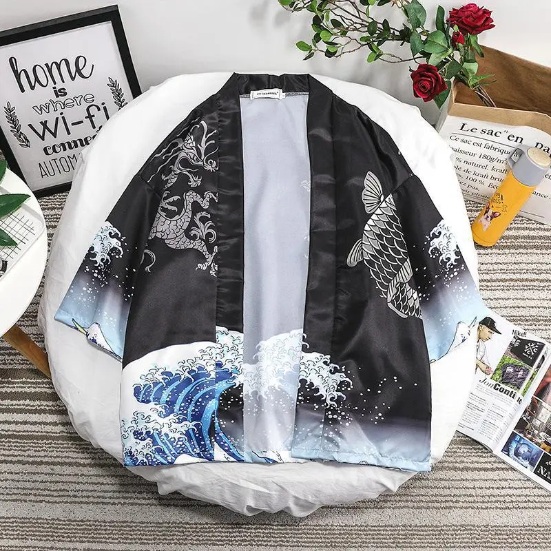 Men's Chinese Style Wave Kimono Large Spring Summer - Image 5