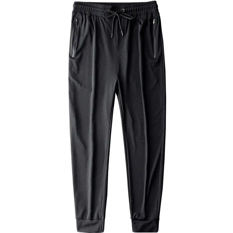 Men's Black Ice Silk Mesh Ankle-Tied Pants - Image 3