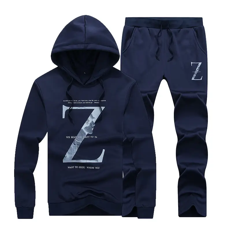 Men's White Korean Style Hoodie Pants Set XL - Image 3