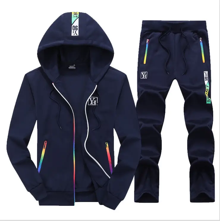 Men Black Hooded Track Suit 2025 with Rainbow Accents - Image 3