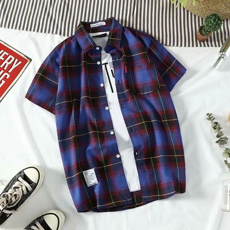 Men's Red Plaid Slim Fit Shirt - Image 7