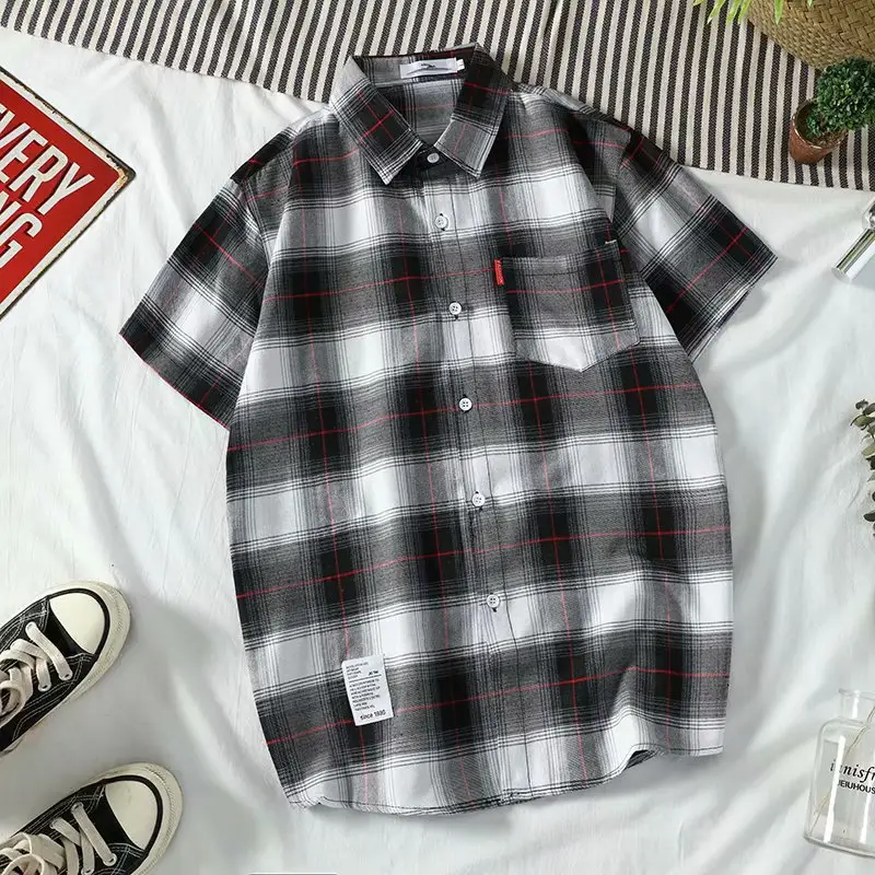 Men's Red Plaid Slim Fit Shirt - Image 4