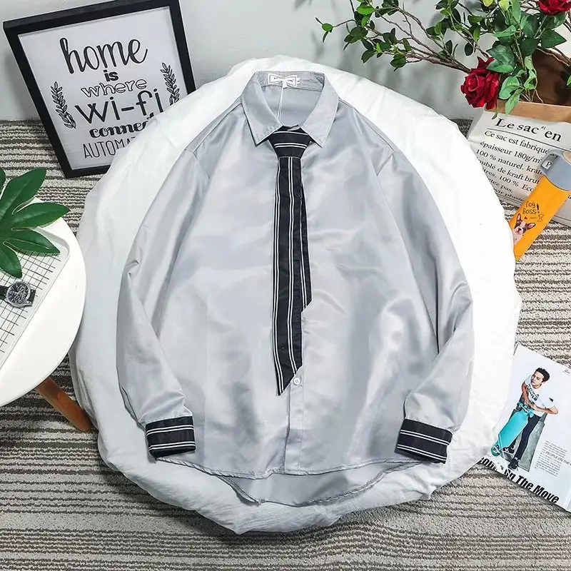 Men's 7-Sleeve White Shirt with Tie - Image 3