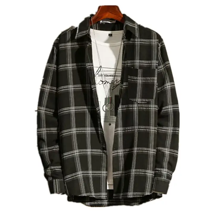 2020 Korean Style Plaid Jacket Men Black White