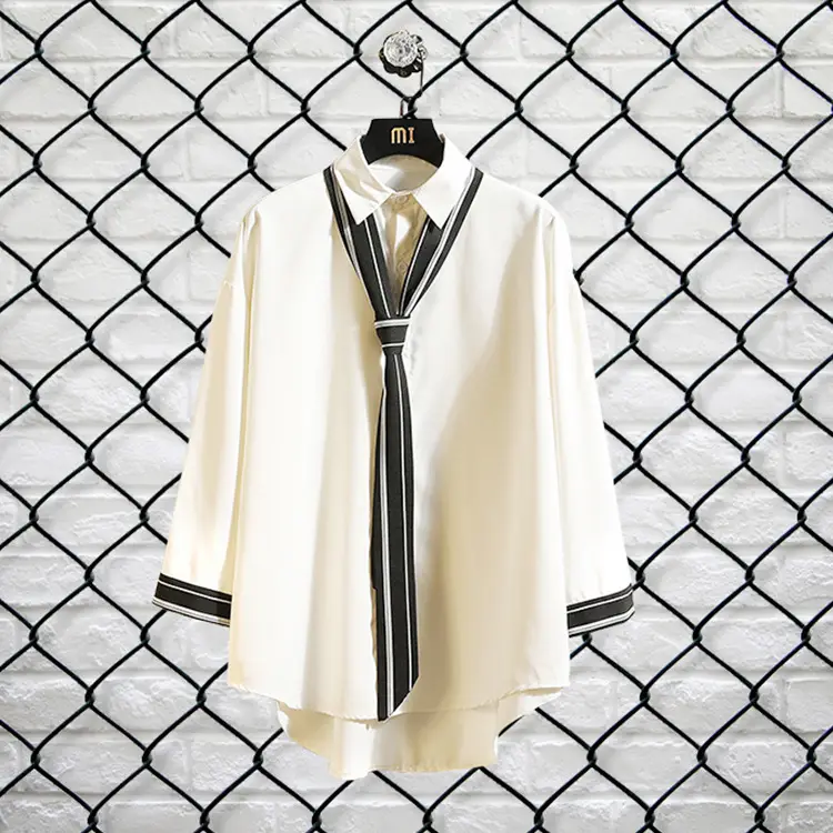 Men's Summer Tie Shirt Seven Point Sleeve Plus Large - Image 5