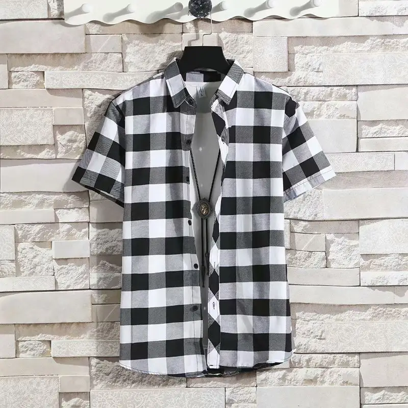 Men's Red Plaid Slim Fit Long Sleeve Shirt — feature 17