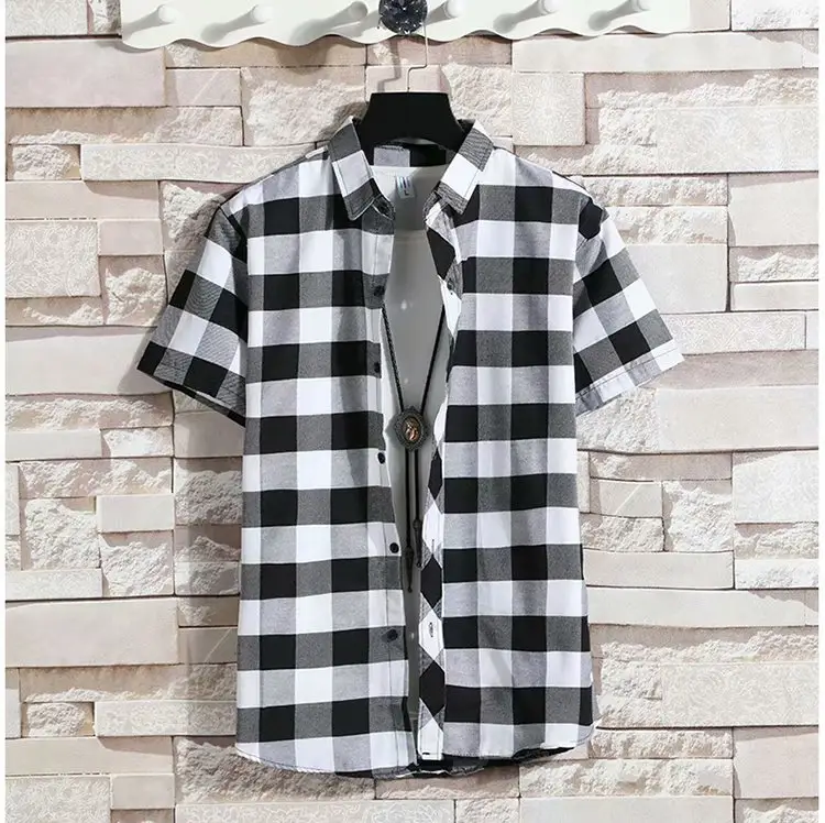 Men's Red Plaid Slim Fit Long Sleeve Shirt - Image 2