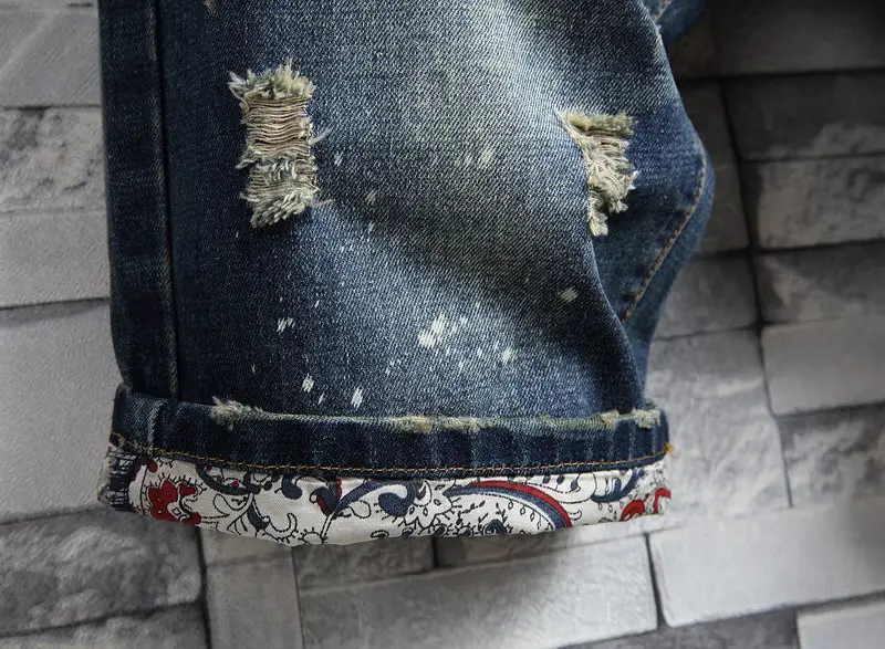 Men Stretch Denim 5-Point Frayed Shorts Blue