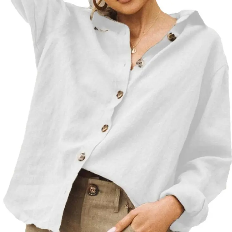 2025 Autumn Linen Long-Sleeve Shirt Pink - Image 10
