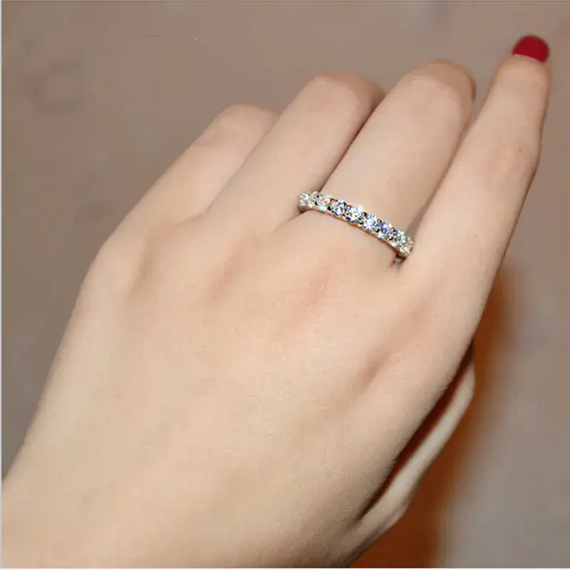 Single Row Full Circle Rhinestone Rings for Women - Image 4