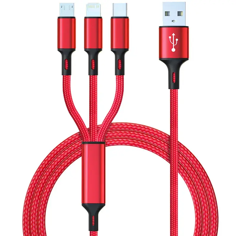 Huawei Apple USB Data Cable Three-in-One Red - Image 5