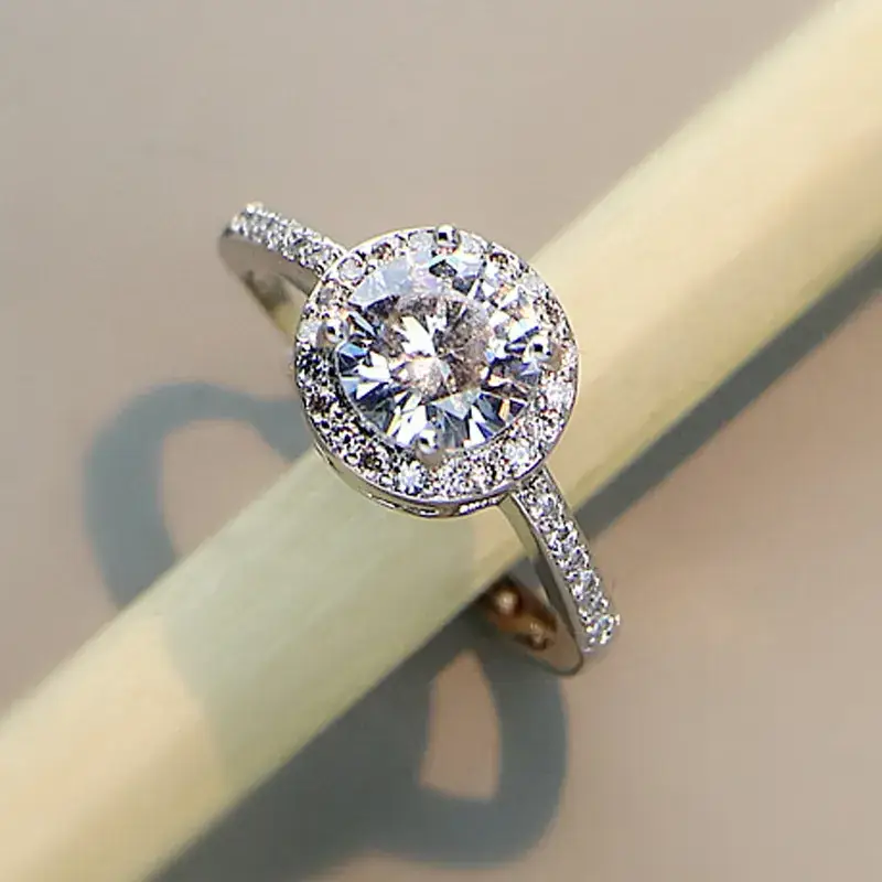 Platinum Moissanite Ring for Women 925 Sterling Silver - Image 2