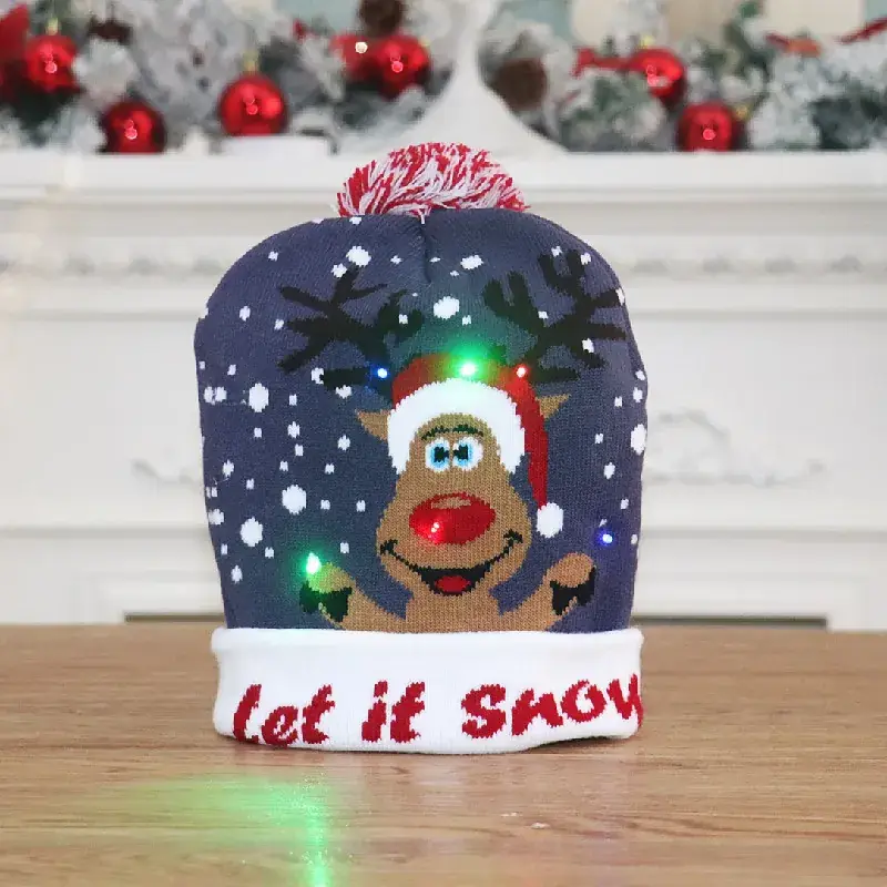New Christmas Knitted Hat with LED Lights & Colorful Tulle - Image 12