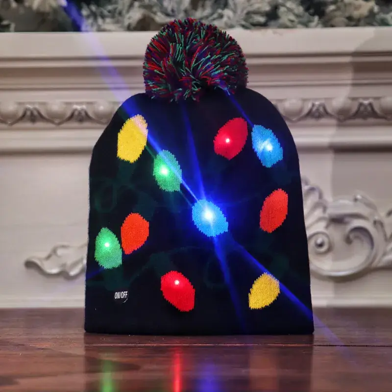 New Christmas Knitted Hat with LED Lights & Colorful Tulle - Image 17