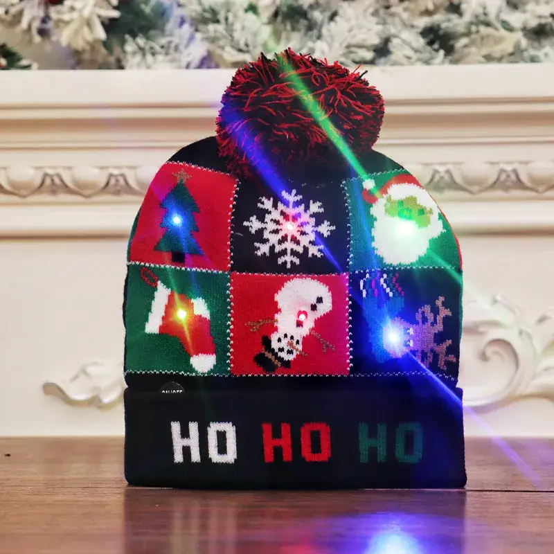 New Christmas Knitted Hat with LED Lights & Colorful Tulle - Image 20