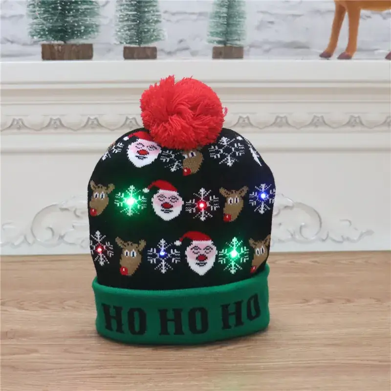 New Christmas Knitted Hat with LED Lights & Colorful Tulle - Image 5