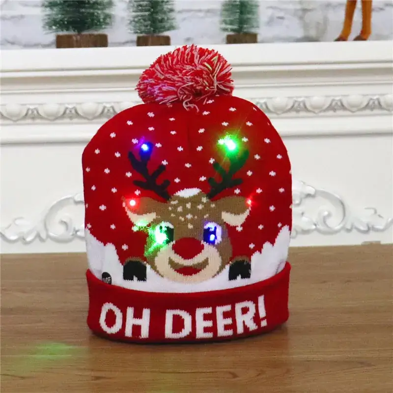 New Christmas Knitted Hat with LED Lights & Colorful Tulle - Image 6