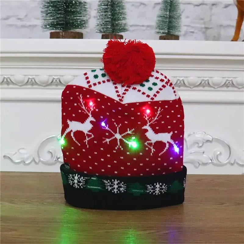 New Christmas Knitted Hat with LED Lights & Colorful Tulle - Image 7
