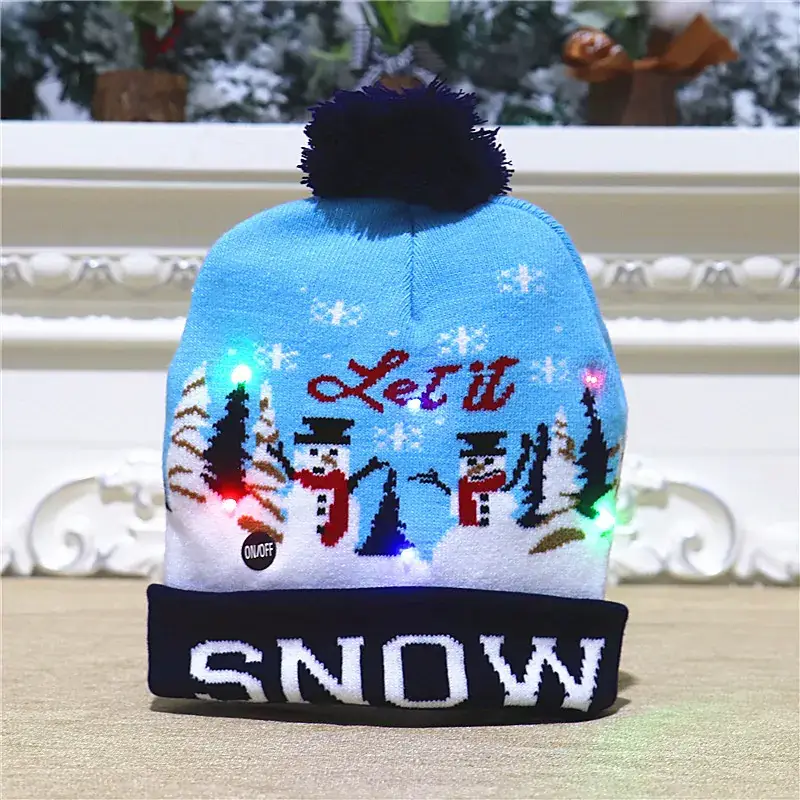 New Christmas Knitted Hat with LED Lights & Colorful Tulle - Image 8