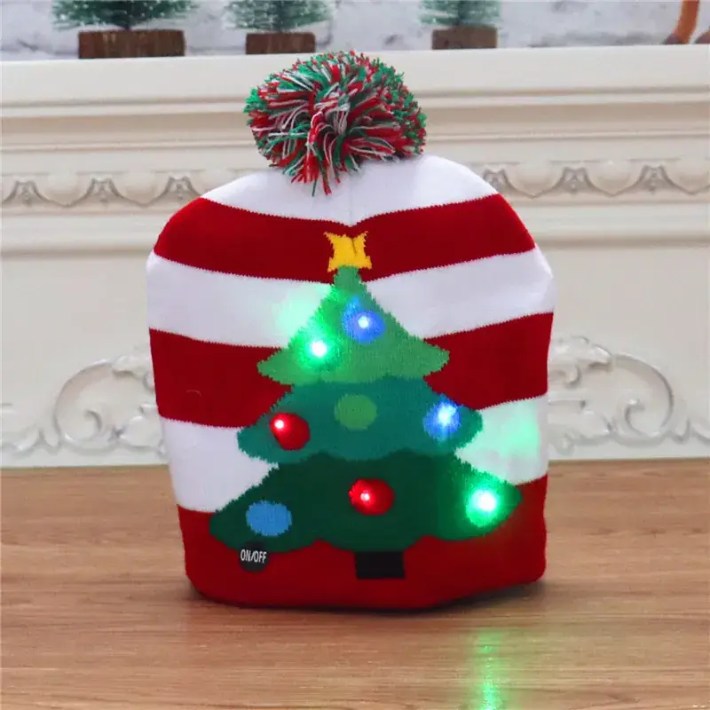 New Christmas Knitted Hat with LED Lights & Colorful Tulle - Image 9