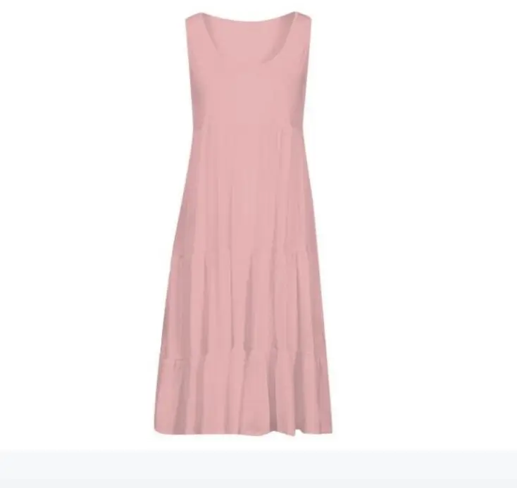 Women's Sleeveless Beach Dress 7 Colors Patchwork Large Hem - Image 7