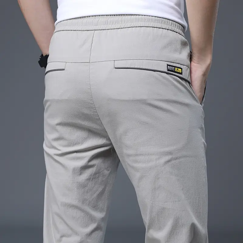 Men Summer Thin Casual Pants Light Grey 2020 - Image 5