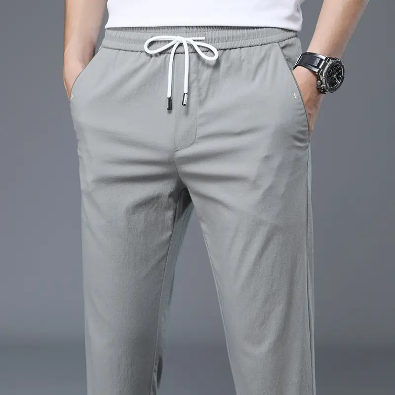 Men Summer Thin Casual Pants Light Grey 2020 - Image 6