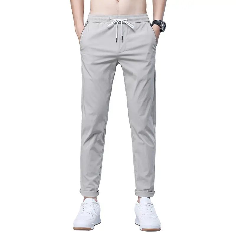 Men Summer Thin Casual Pants Light Grey 2020 - Image 9