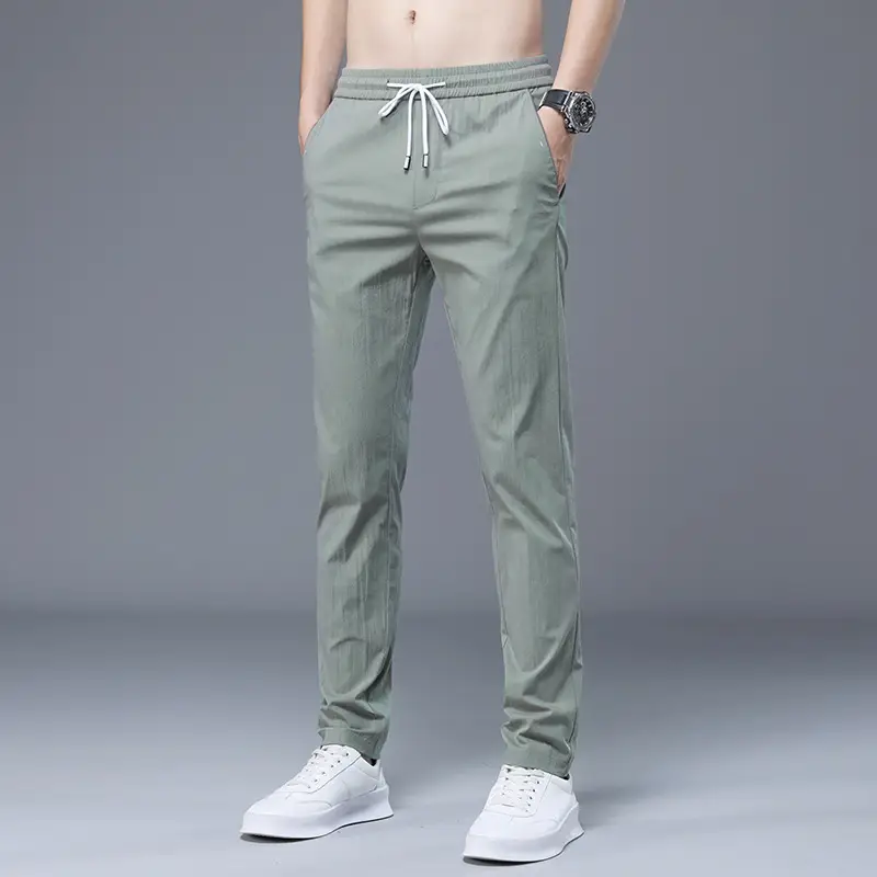 Men Summer Thin Casual Pants Light Grey 2020 - Image 3