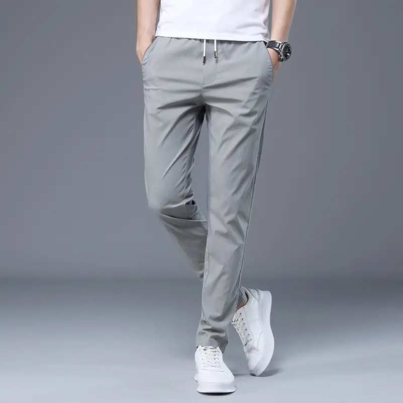 Men Summer Thin Casual Pants Light Grey 2020 - Image 4