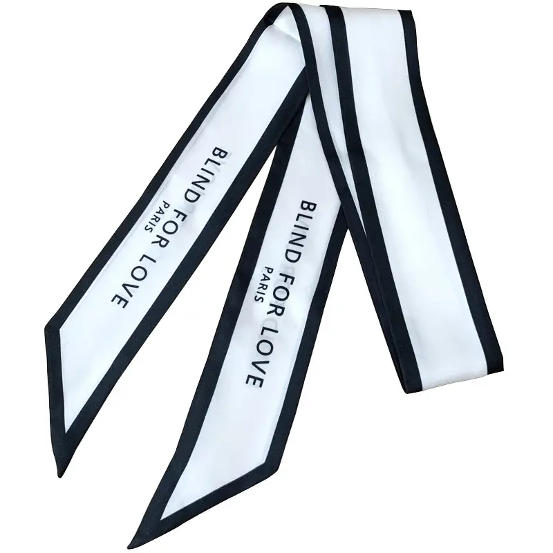 Black & White Love Scarf for Women Spring Summer Tie Bag Handle
