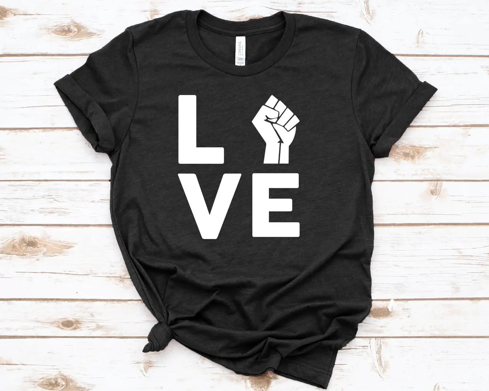 Women LOVE Fist Graphic T-Shirt White - Image 2