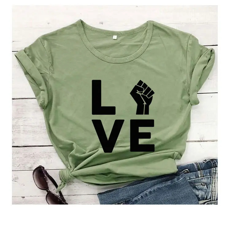 Women LOVE Fist Graphic T-Shirt White - Image 4
