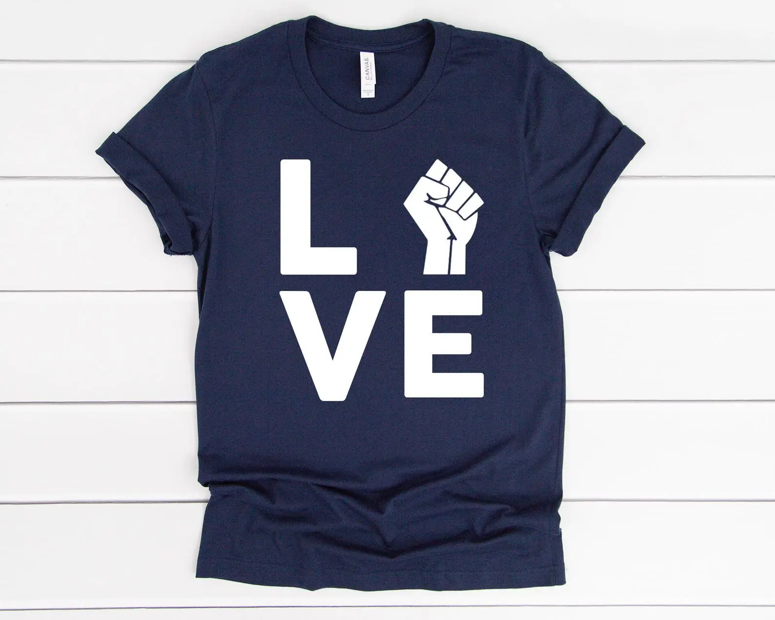 Women LOVE Fist Graphic T-Shirt White - Image 6