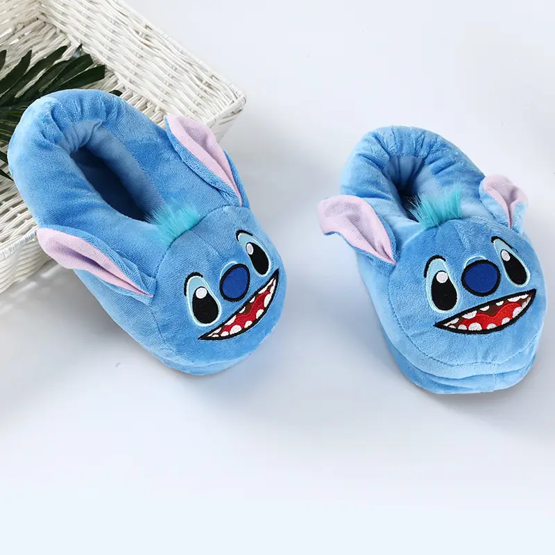 Wholesale Cross-Border New Lilo & Stitch Plush Slippers Cartoon Couple Home Full-Cover Warm Cotton Slippers