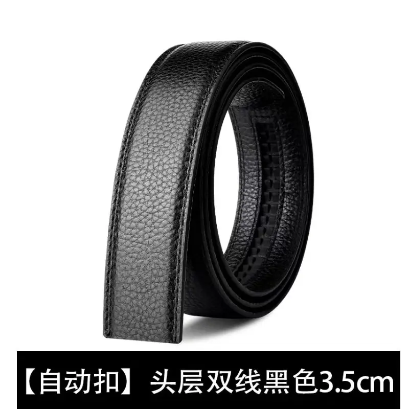 Men's Black Genuine Leather Belt with Automatic Buckle - Image 3