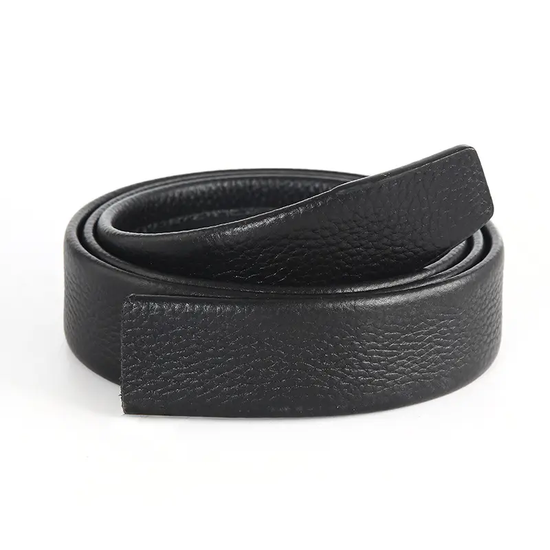 Men's Black Genuine Leather Belt with Automatic Buckle